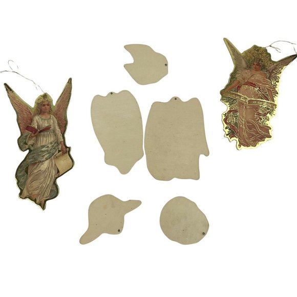 Lot Of 7 Vintage Merrimack 1986 Victorian Style Angel Ornaments Cardboard Cutout - Picture 11 of 12